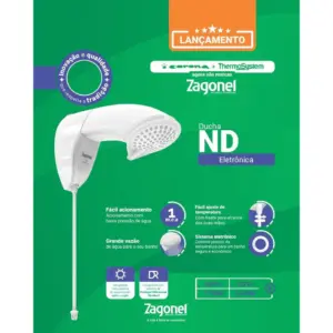 Zagonel Ducha Eletrônica Nd 5500w 127v Branco - Imagem 6