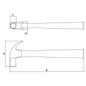 Martelo de Unha com Cabo de Madeira 20mm - Imagem 2