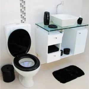 Assento Sanitário Oval Almofadado Preto - Imagem 7