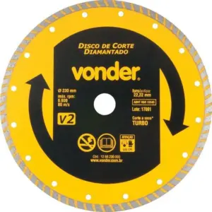 Disco de Corte Diamantado V2 Turbo 230mm - Vonder