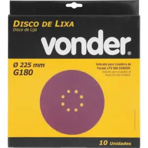 Disco de Lixa para Parede e Massa Gr180 C/10 - Vonder