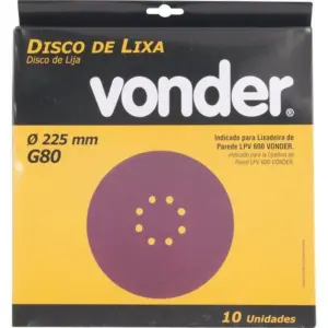 Disco de Lixa para Parede e Massa Gr80 C/10 - Vonder - Imagem 3