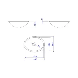 Cuba de Embutir Oval 40x30cm Branca - Imagem 3