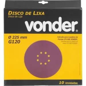 Disco de Lixa para Parede e Massa Gr120 C/10 - Vonder