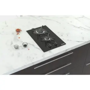 Cooktop a Gás em Vidro Temperado Preto com Acendimento Automático Dominó 2 Queimadores