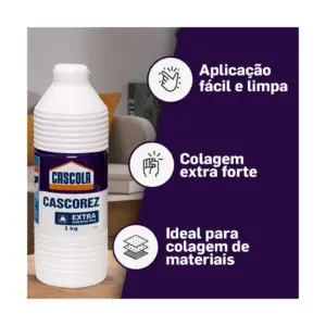Cascola Cascorez Extra, Cola Branca Extra Forte de Fácil Aplicação, Cola de Pva com Secagem Transparente, Cascorez Extra para Colagens de Alto Desempenho, 1x1kg - Imagem 5