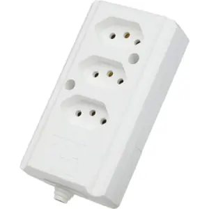 Tomada Barra Hercules 3 Tomadas Branca - Interneed