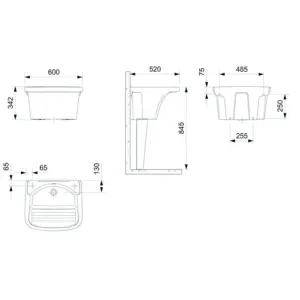 Tanque G 600 X 520mm com Mesa Branco