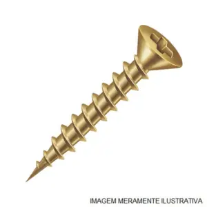 Parafuso Chipboard Cabeça Chata Phillips Rosca Inteira Bicromatizado 4 X 20mm C/1.000 Unidades Ciser - Ciser