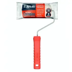 Rolo de Pele de Carneiro 9cm com Cabo Vermelho