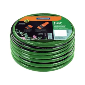 Mangueira Pvc com Engate e Esguicho Flex 30m Verde e Preta Tramontina