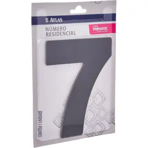 Número Residencial de Alumínio com Adesivo, 7 (sete), Cor Preta, Linha Primafer, Atlas. - Imagem 3